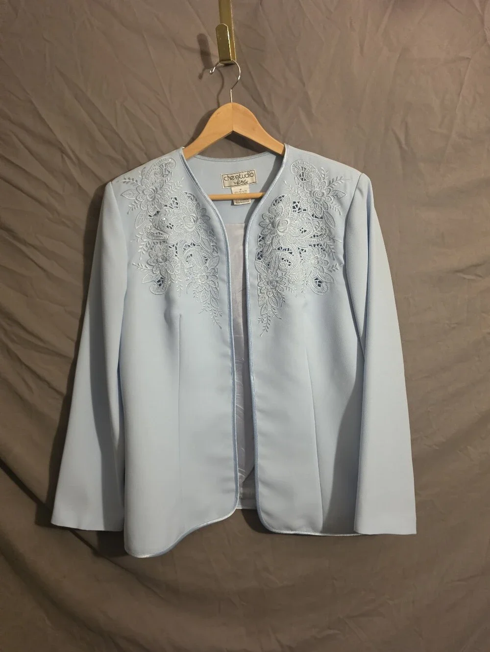VTG Chestudio Mother/Son Wedding Blue Floral Lined 3PC Skirt Suit Set Women’s 14